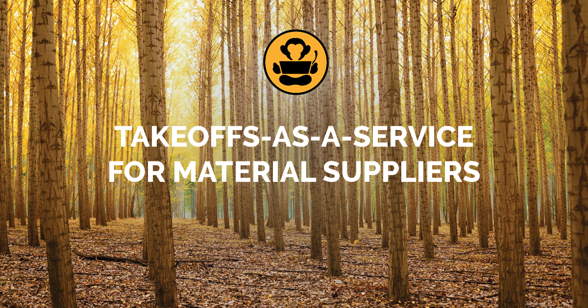 Takeoff Monkey blog article preview: Takeoffs as-a-service for material suppliers. A tree nursery with aspen trees growing,