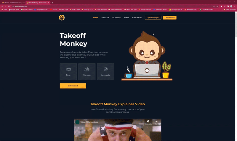 Takeoff Monkey tutorial preview for the 'get started' process. 
